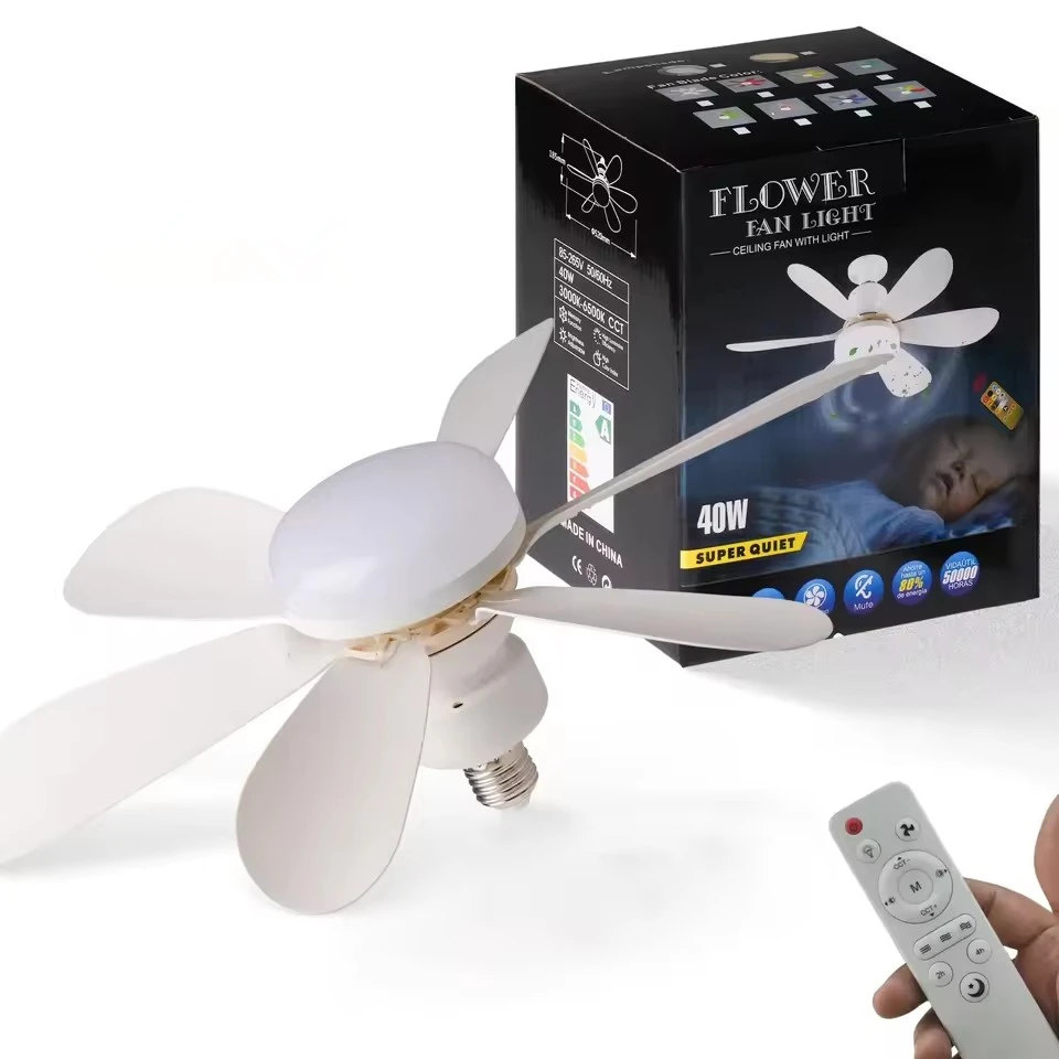 

LED 40W 20.5in ceiling fan light E27 with remote control for dimming, suitable for living room, study, household use, 85-265V