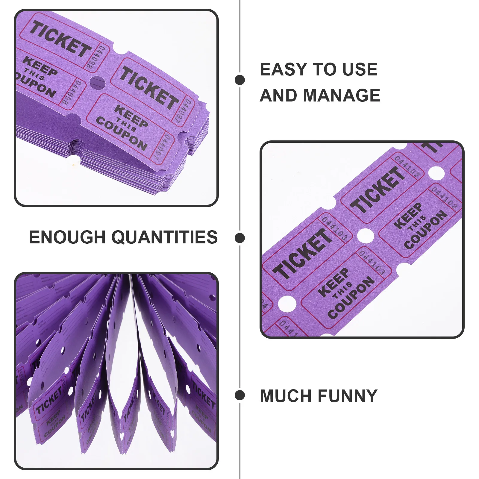 Universal Raffle Tickets 100 Pcs for Events Parties Concerts Drink Game Ticket Labels Bulk Paper Roll Single Carnival view 5