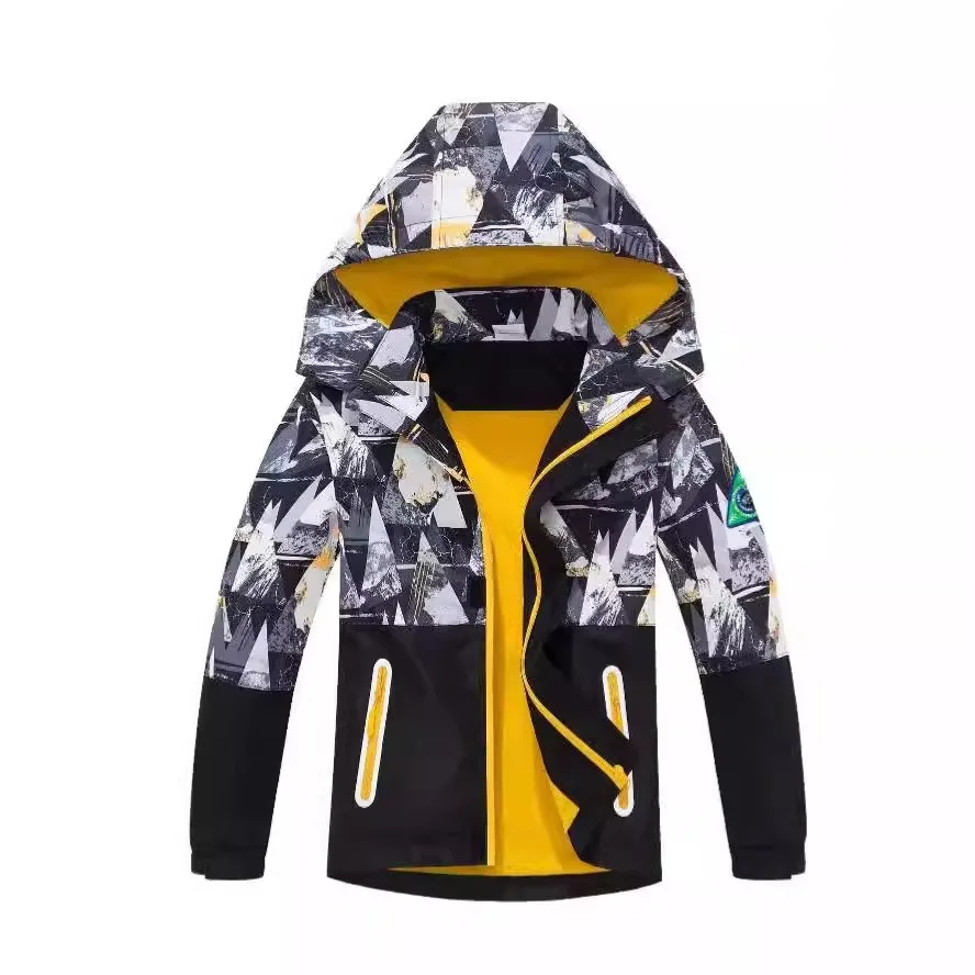 2025 Kids Waterproof Jacket Windbreaker with Hood Fleece Lined Breathable Outdoor Coat for Boys and Girls Children Clothing