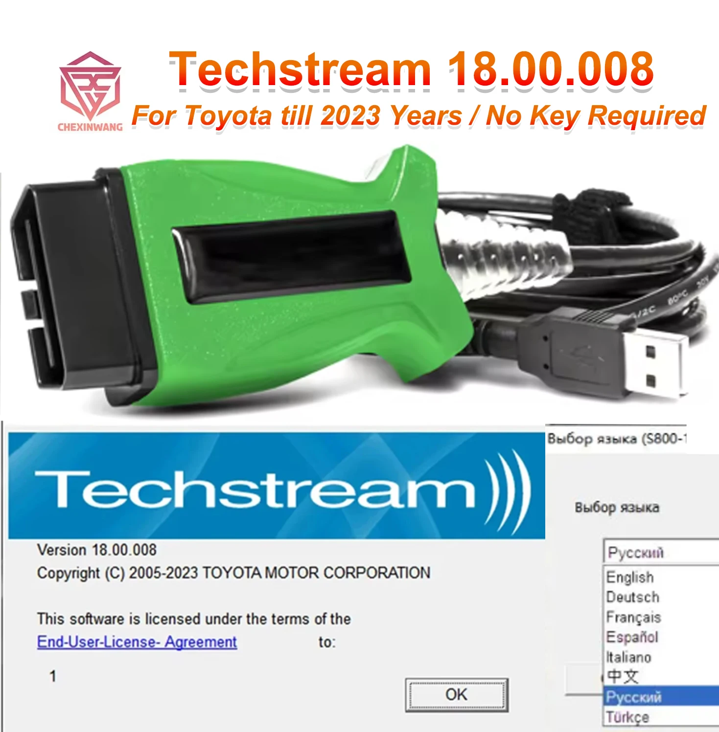 DLC3 18.00.008 Techstream For TOYOTA 2 TOYOTA2 TIS J2534 Passthru OBD2 OBDII Auto Car Diagnostic Cable Scanner Untill 2023 Years