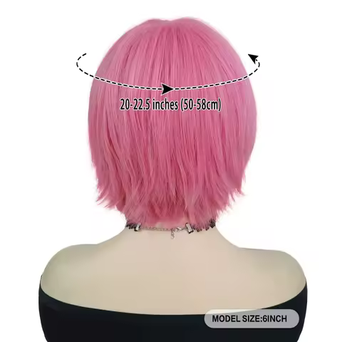 Short Pink Cosplay Wigs for Women Synthetic Hair Wig with Bangs Straight Anime Movie Costume Party Halloween Wig Drag Queen