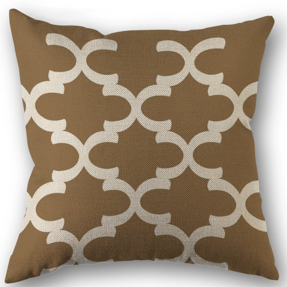 Fodera per cuscino in lino geometrico foglia marrone chiaro per auto soggiorno divano camera da letto decorazioni per la casa