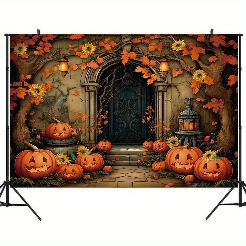 Large Spooky Halloween Pumpkin Fall Tapestry Gothic Autumn Wall Hanging Seasonal Decor Backdrop Masquerade