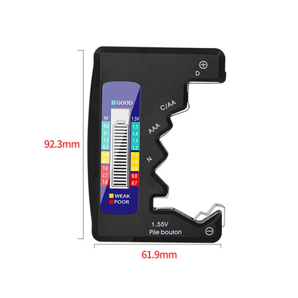 1Pcs Universal Battery Checker Tester for Aa Aaa N 9V Lr44 Button Cell Portable ABS Plastic Battery Test Device
