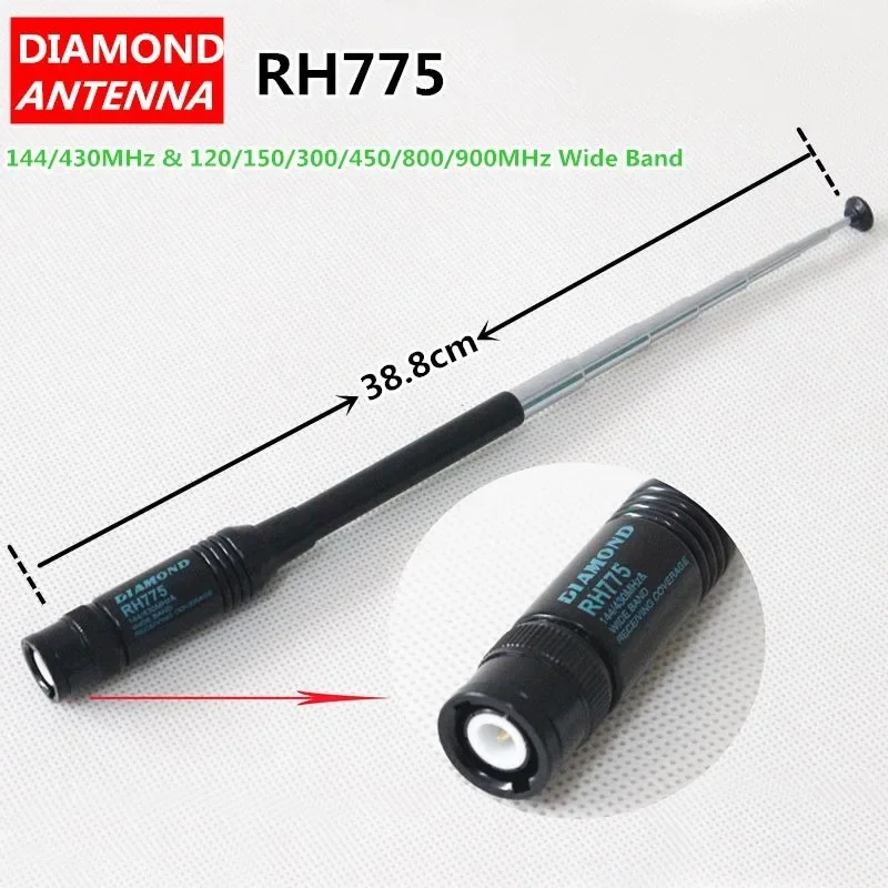 Diamond RH775 144/430MHz 900MHz Dual Band Telescopic Antenna SMA Male/Female/BNC for Baofeng Yaesu Vertex Kenwood TYT ICOM Radio