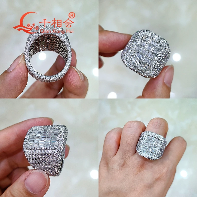 Imagem -05 - Anel Redondo de Diamantes Brilhantes para Homens e Mulheres Moissanite Completo Real Anel de Noivado Jóias de Casamento Prata Esterlina 925 Masculino