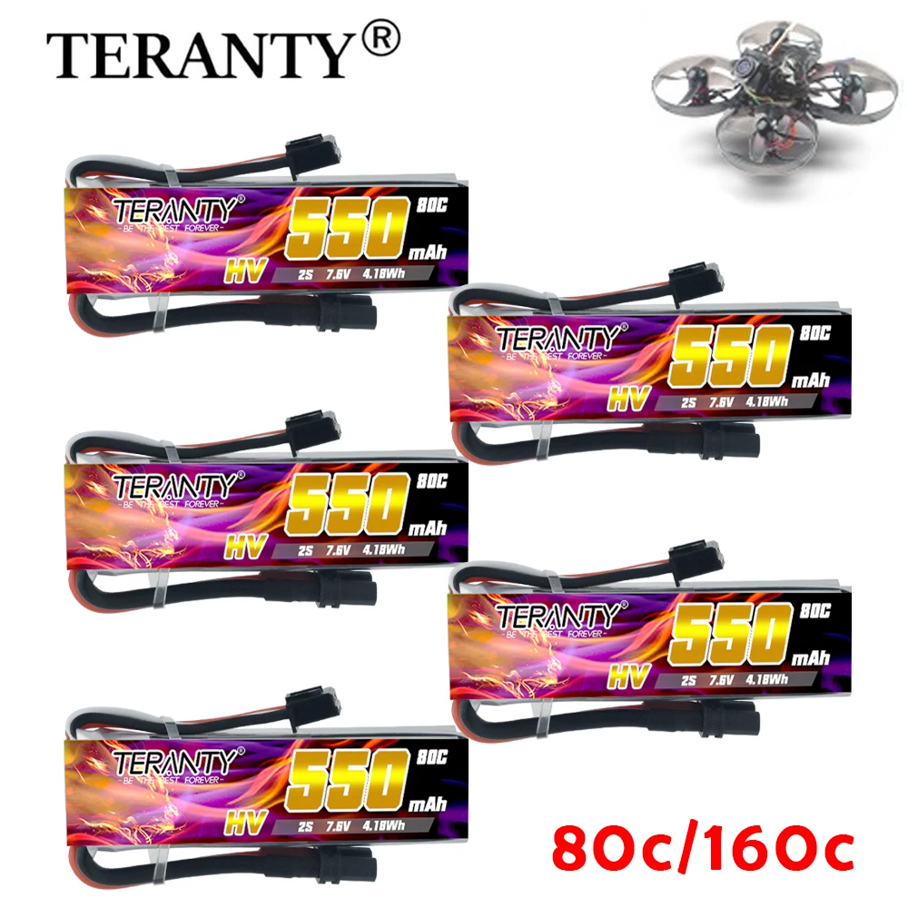 

Батарея Lipo TREANTY 2S HV 550 мАч 7,6 В 80C/160C XT30 для FPV гоночного дрона 4 оси БПЛА квадрокоптера радиоуправляемого дрона, 1-10 шт./комплект