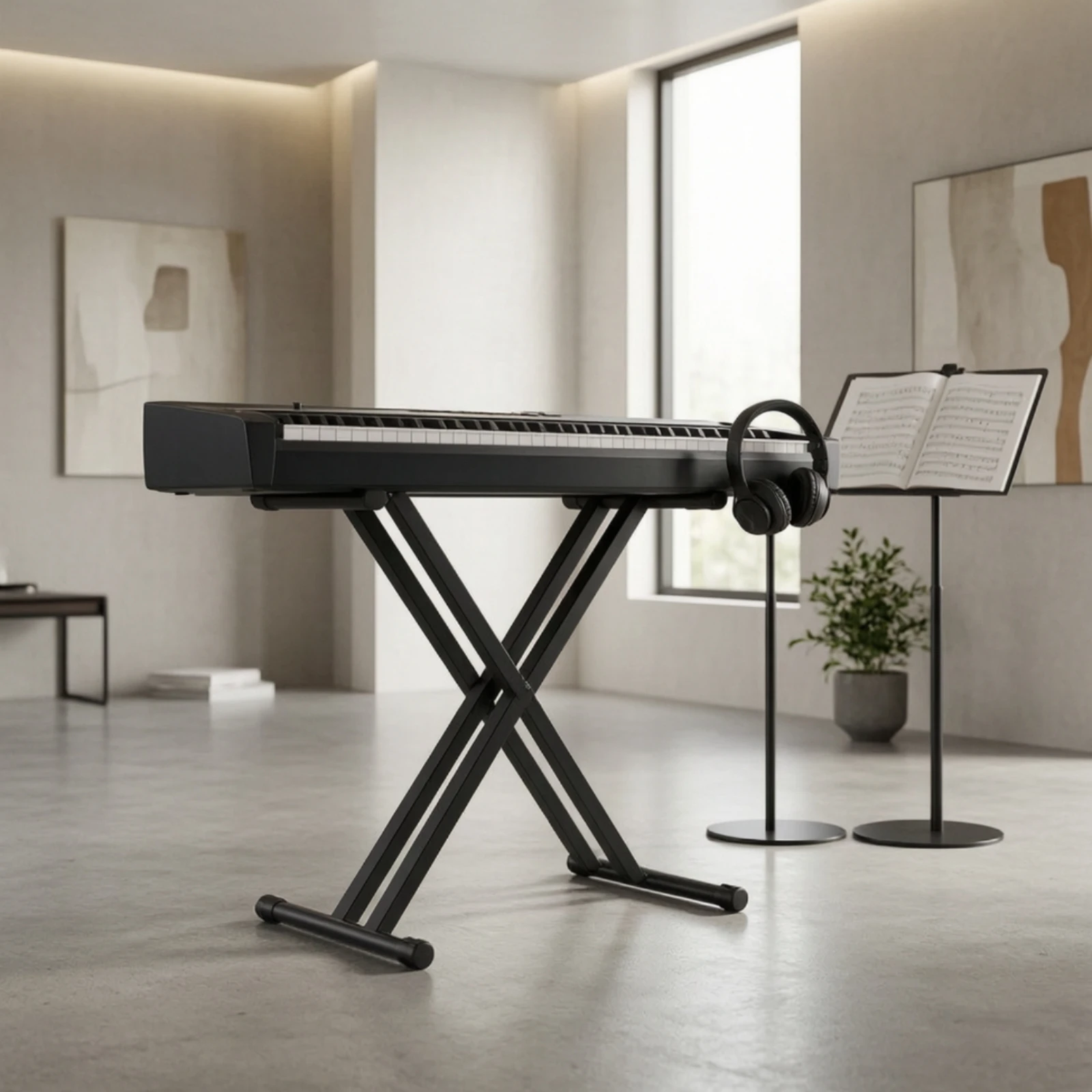 X-Shaped Keyboard Stand Adjustable Height Electronic Keyboard Stand Double-Braced Non-Slip for Keyboardists, Home Studio, Stage view 4