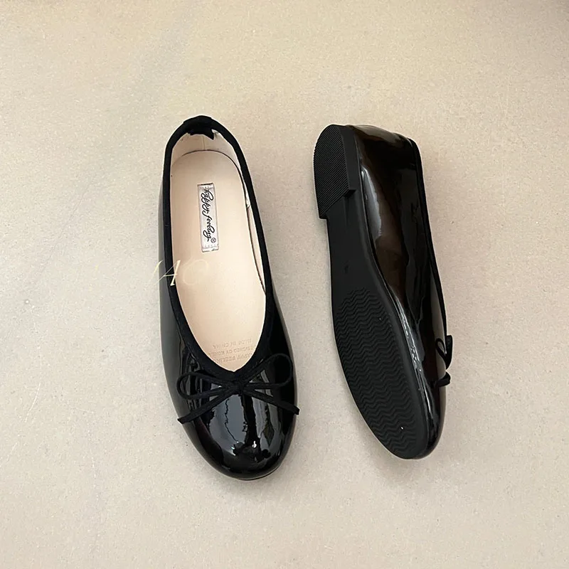 Frühling Herbst Damen Flache Schuhe Ballerinas Schmetterlingsknoten Weiche Modische Runde Zehenpartie Damenschuhe Neu – Detail 3