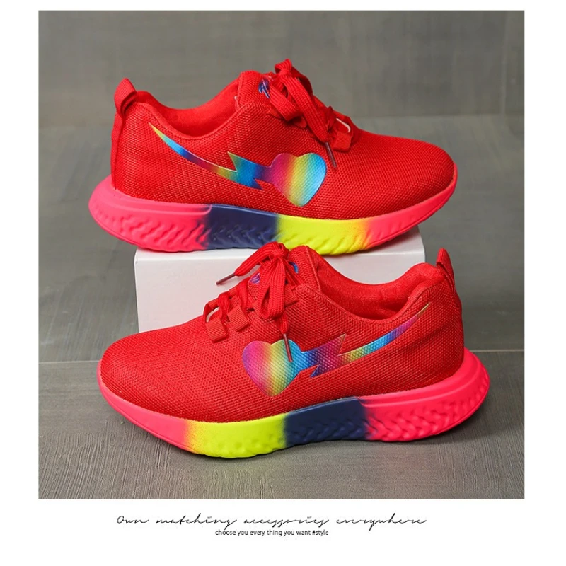 Women Rainbow Sole Light Sneakers Plus Size 43 Breathable Mesh Platform Sports Shoes Woman Non-Slip Lace Up Tennis Trainers 2026 - view 5