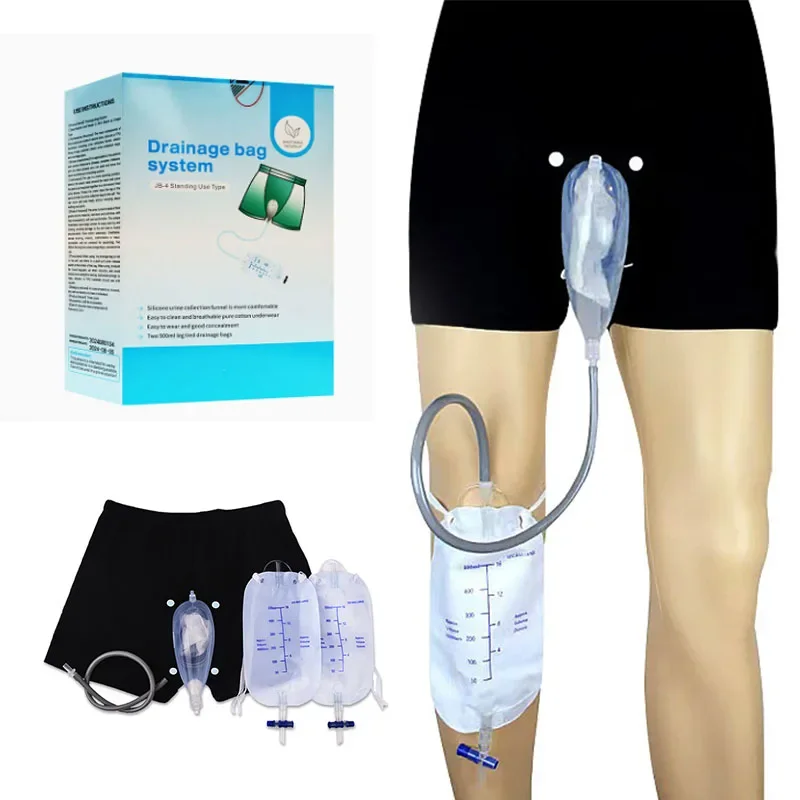 Male dedicated urine collector, silicone wearable standing walking urinal, urine drainage pouch for aged patients