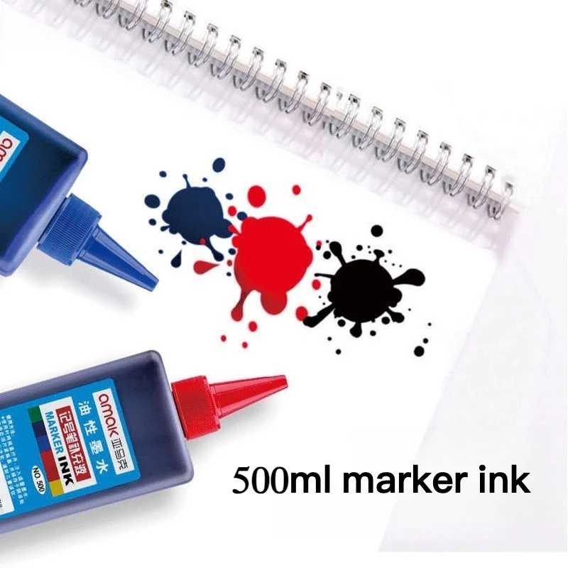 500ml Oil Whiteboard Ink Refill Liquid Large Capacity Writing Marker Pen Ink Black Waterproof Non Fading Art Office Supplies