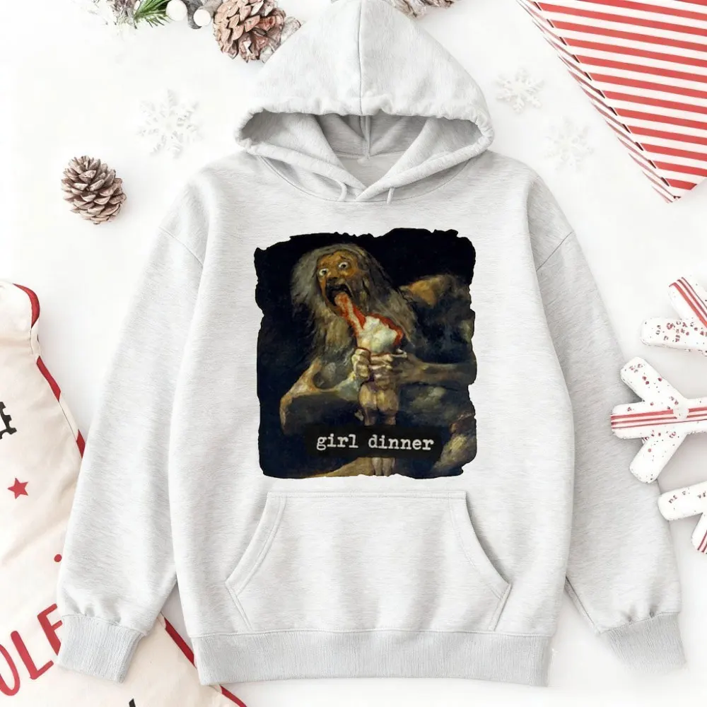 Mädchen Abendessen Goya Malerei Hoodie Saturn Devouring Kunstgeschichte Pullover Dark Academia Art Meme Trainingsanzug Spooky Alt Hoodie Geschenk