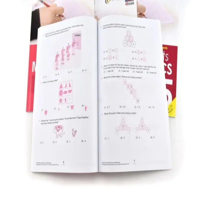 4 cópias do 2-5 Singapura Matemática da Escola Primária AEIS Exame Internacional Simulando SAPAEISPracticeTestsMath
