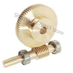 0.5M Precision Turbine Worm Gear Set 1:20/30/40/50/60/70/80/100 Teeth Stainless Steel Worm Copper Gear Accessories
