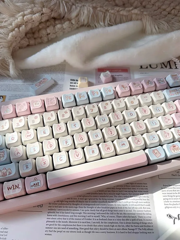 142 Keys Customized Gift Cute Cat keycaps New MAO Keycaps Square Thermal Sublimation Mechanical Keyboard 2.25 U 2.75U for Alice