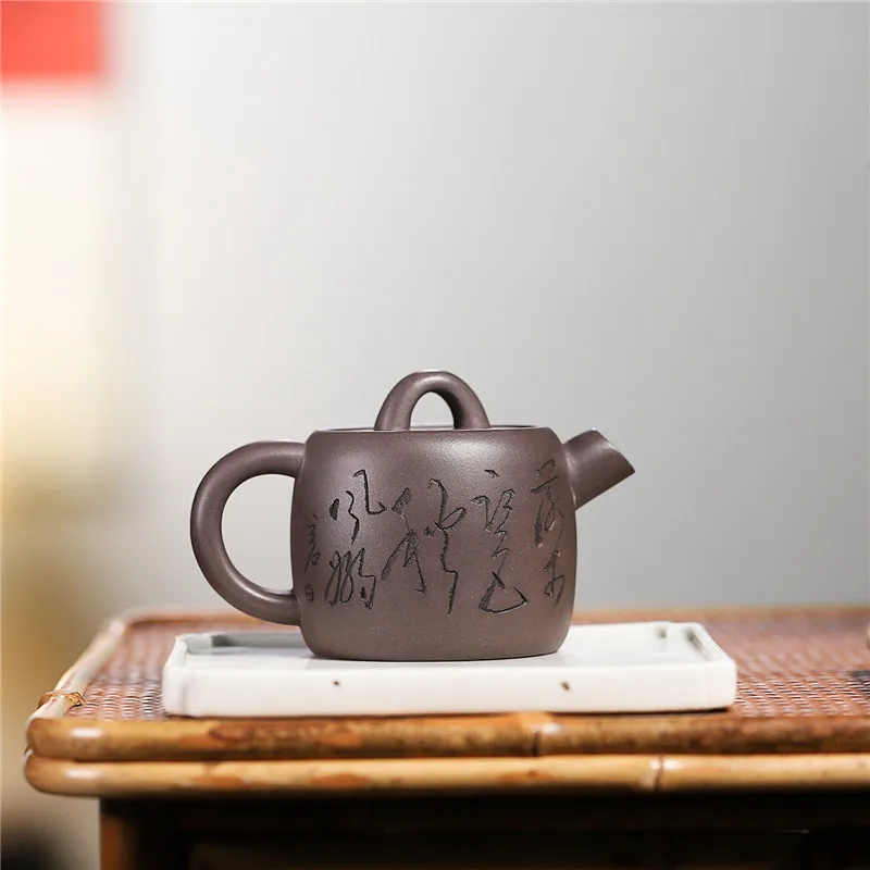 Famous Yixing Purple Clay Pot With Pure Hand Carved Well Elephant Raw Mine, High Temperature Tianqing Mud Soaking Tea Live