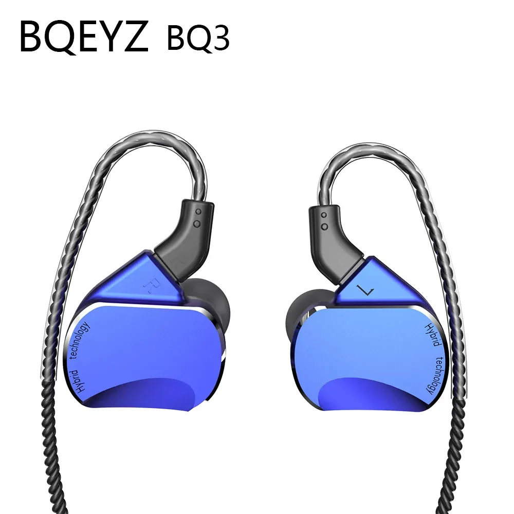 BQEYZ BQ3 HiFi in-Ear Wired Earphone 3 BA + 2 DD Aluminum Metal Earbuds Case 0.78mm Replaceable Cable