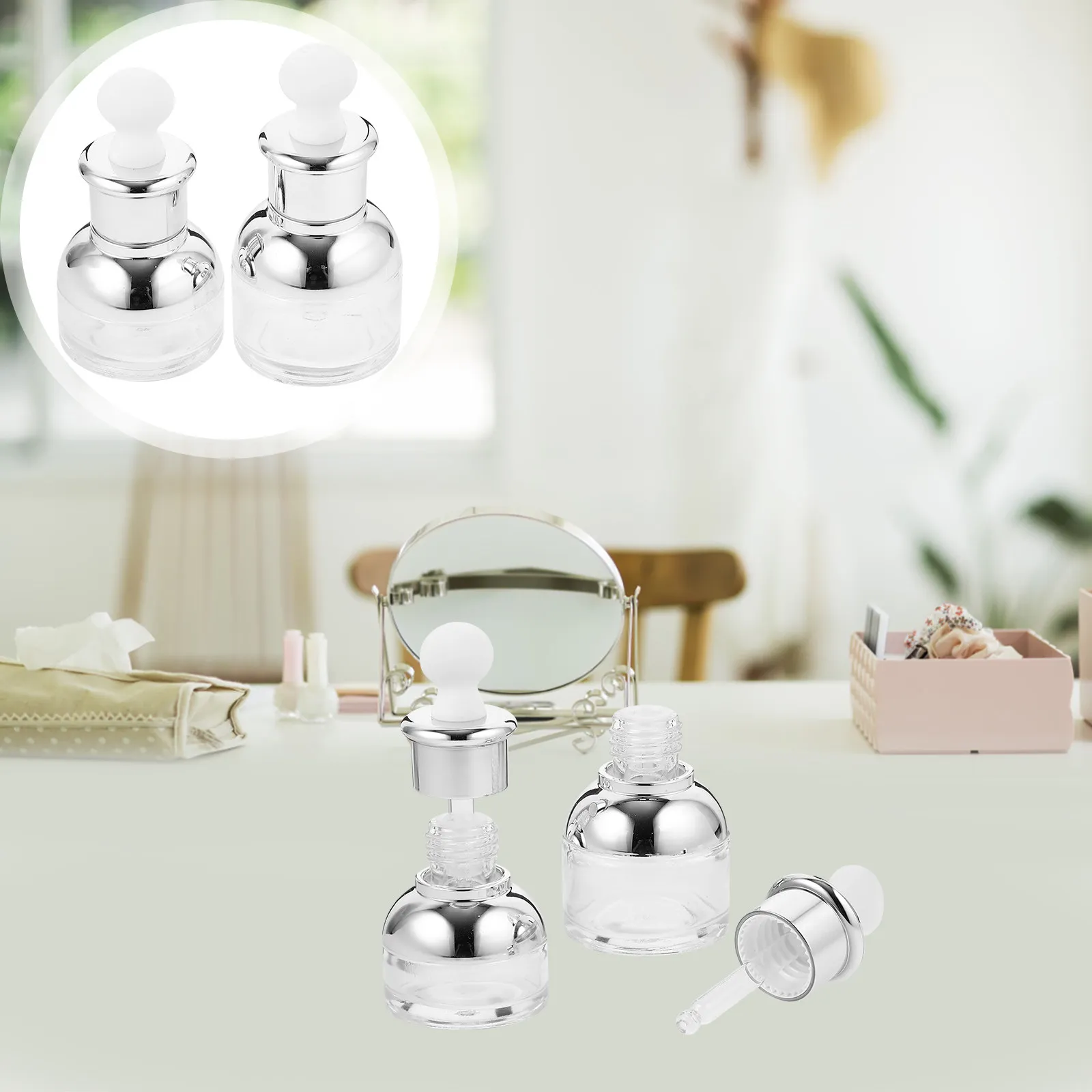 6Pcs Compact Elegant Glass Perfume Travel Bottles Empty Sub Bottles for Perfume Essential Oil Liquid Storage Portable