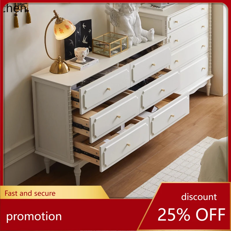 

HT retro solid wood six-chest cabinet, bedroom drawer cabinet, bedside storage locker