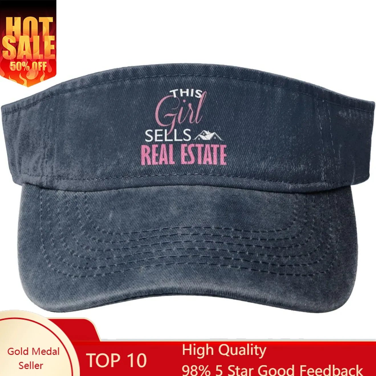 

This Girl Sells Real Estate Sun Visor Hat for Women Golf Cap Men Sports Sun Visor Hats Running Visor Hat Black