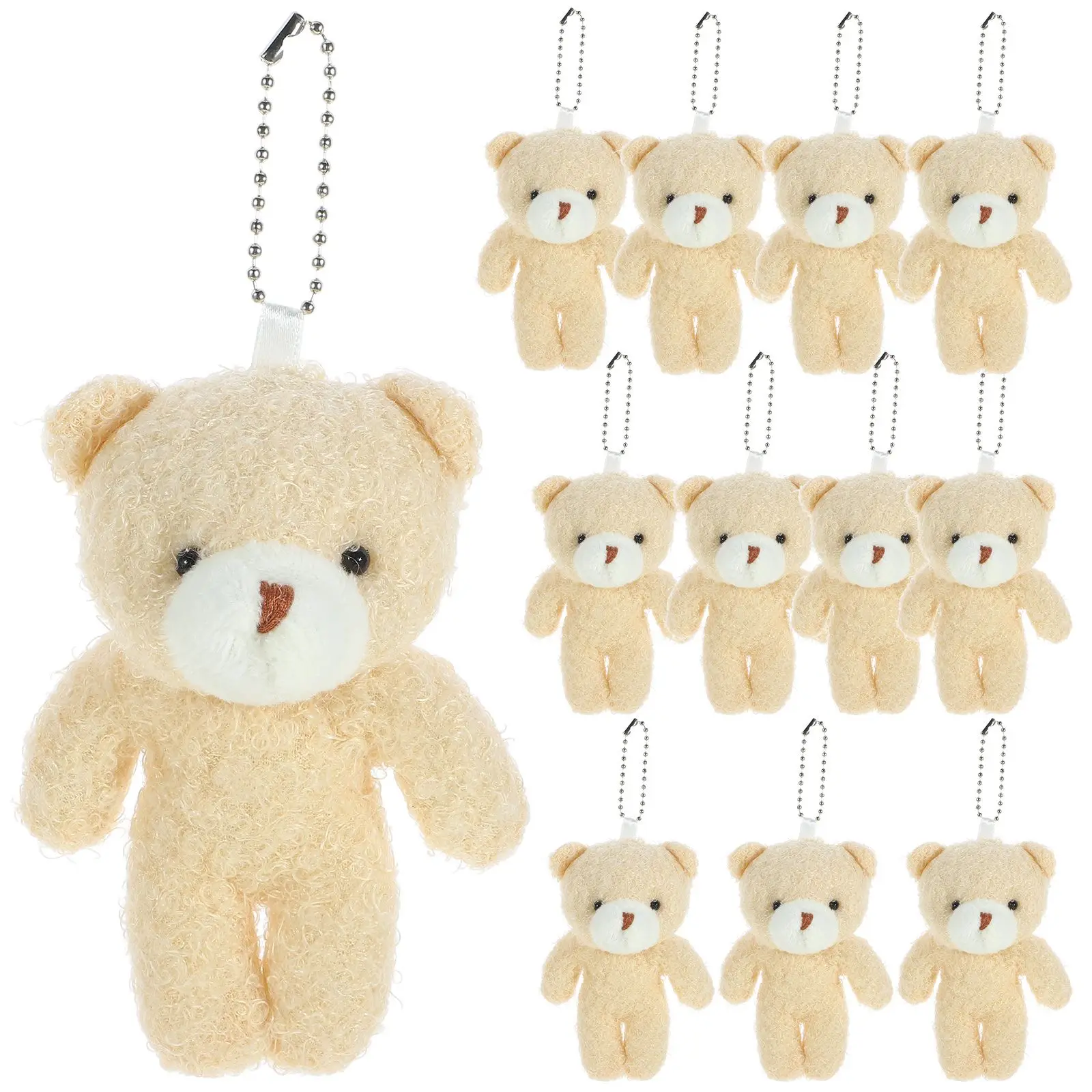 

12 Pcs Small Toy Ornament Little Bear Key Chain Stuffed Animal Hanging Decor DIY Stuffed Tiny Bear Accessories