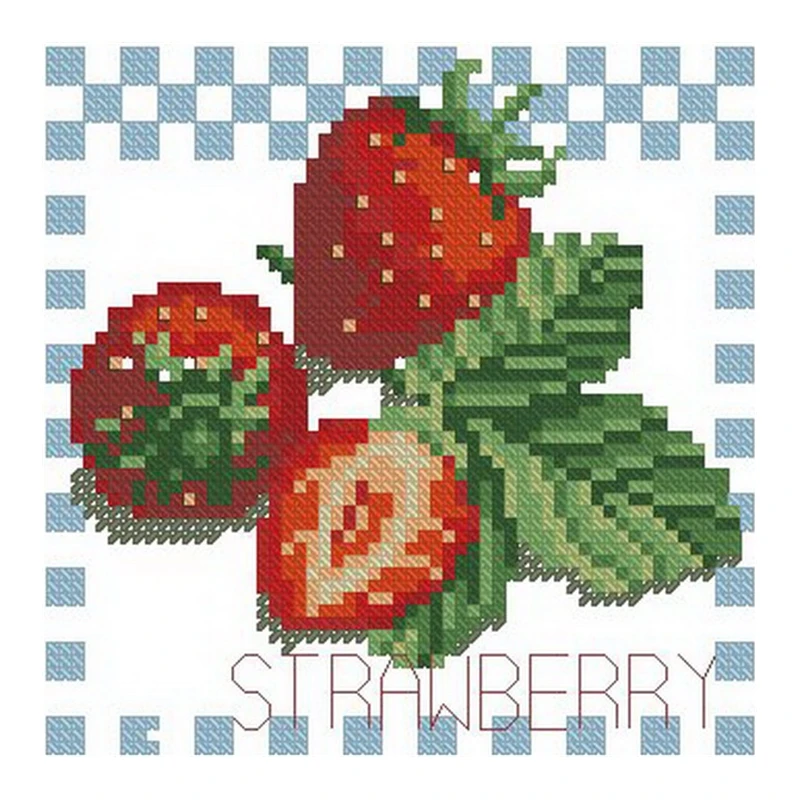 Cross Stitch Kit Fruit Strawberry 28ct 18ct 14ct 11ct can be Customized Printed cloth Hand Embroidery Material Kit