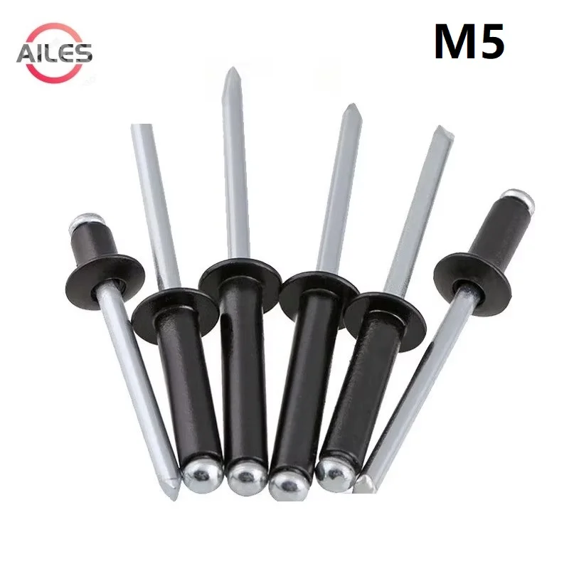 

M5 Black Aluminium Dome Head Self Plugging Rivets 6 8 9 10 12 25 30mm Nail Pop Rivet For Furniture Car Aircraft