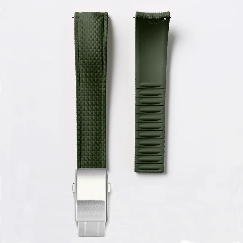 Fluorkautschuk-Uhrenarmband FKM Faltschließe Herren Universal CTS Ersatzband Armband 18/19/20/21/22/24mm für Seiko für Omega