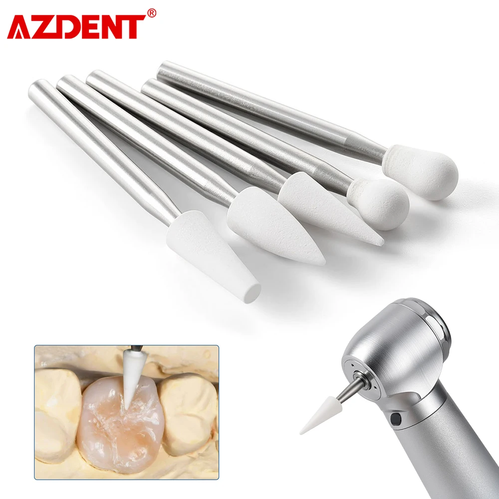 

AZDENT 5pcs/Box Dental Polishing White Stones FG 1.6mm Burs for Fine Finishing of Enamel Composites Porcelain 135℃ Autoclavable
