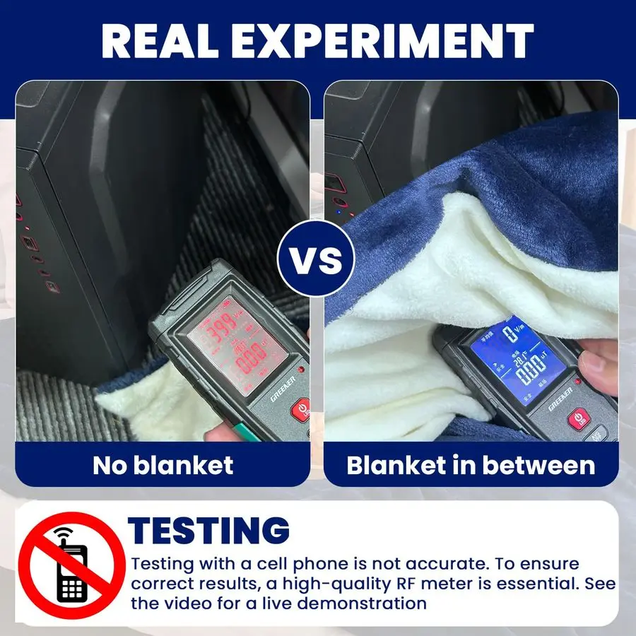 بطانية فاراداي كبيرة مقاس 86 × 86 بوصة لحماية الأطفال الحوامل، بطانية مانعة Emf لـ 5 جرام، بلوتوث، أبراج الهاتف، جانبين
