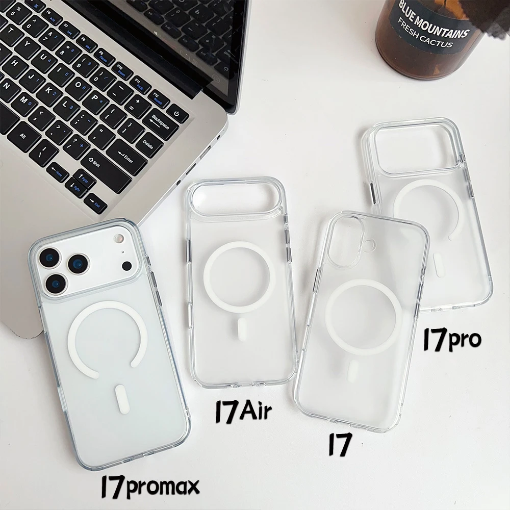 

For iPhone 17 Air Pro Max Case Magsafe Wireless Charging AG Matte Frosted Translucent Individual Metal Keys Cover with AI Button