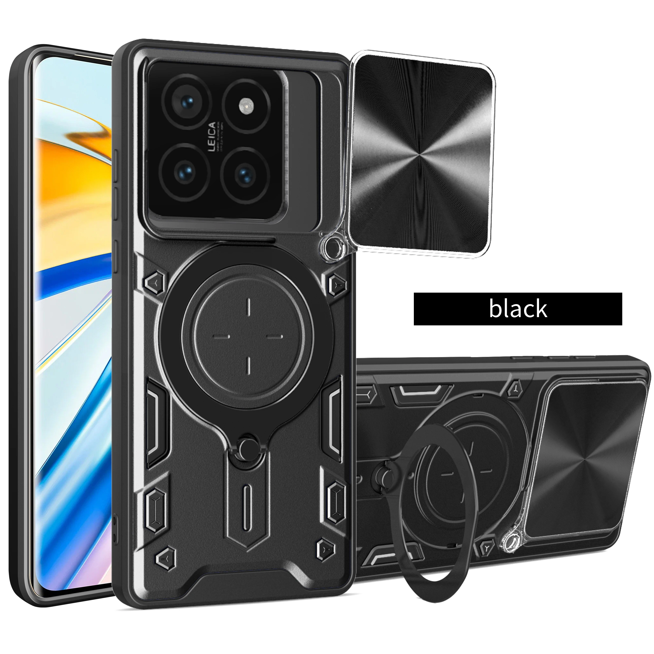 Armor Case for Xiaomi 14T Pro 14TPro Slide Camera Car Mount Magnetic Holder Shockproof Hard Phone Cover Xiaomi14TPro Shell Coque