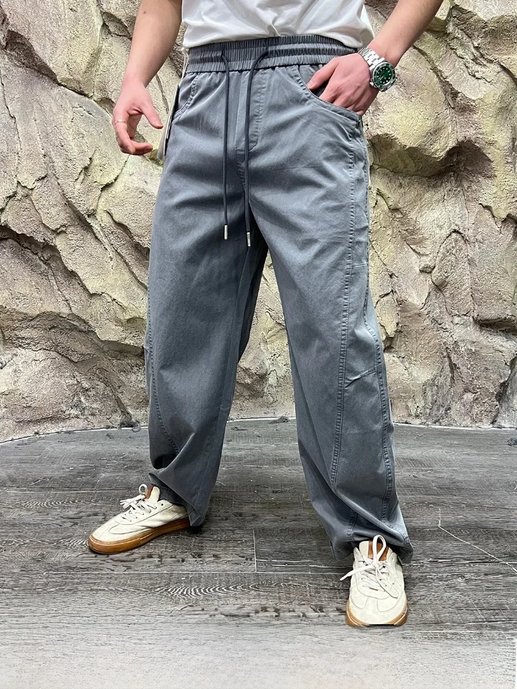 

Faionable Casual Pants Men's New Spring Summer Straight Leg Fit Lenzing Lyocell Blended Trousers Youth Sle Straight Cut