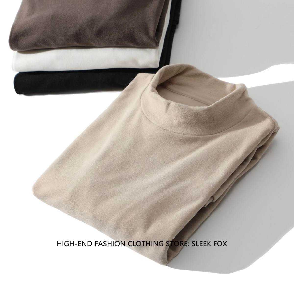 

Men's Double-Sided Camere Long Sve T-irt f-High Collar Warm Base Layer irt Inner Wear Polyester Fiber Winter