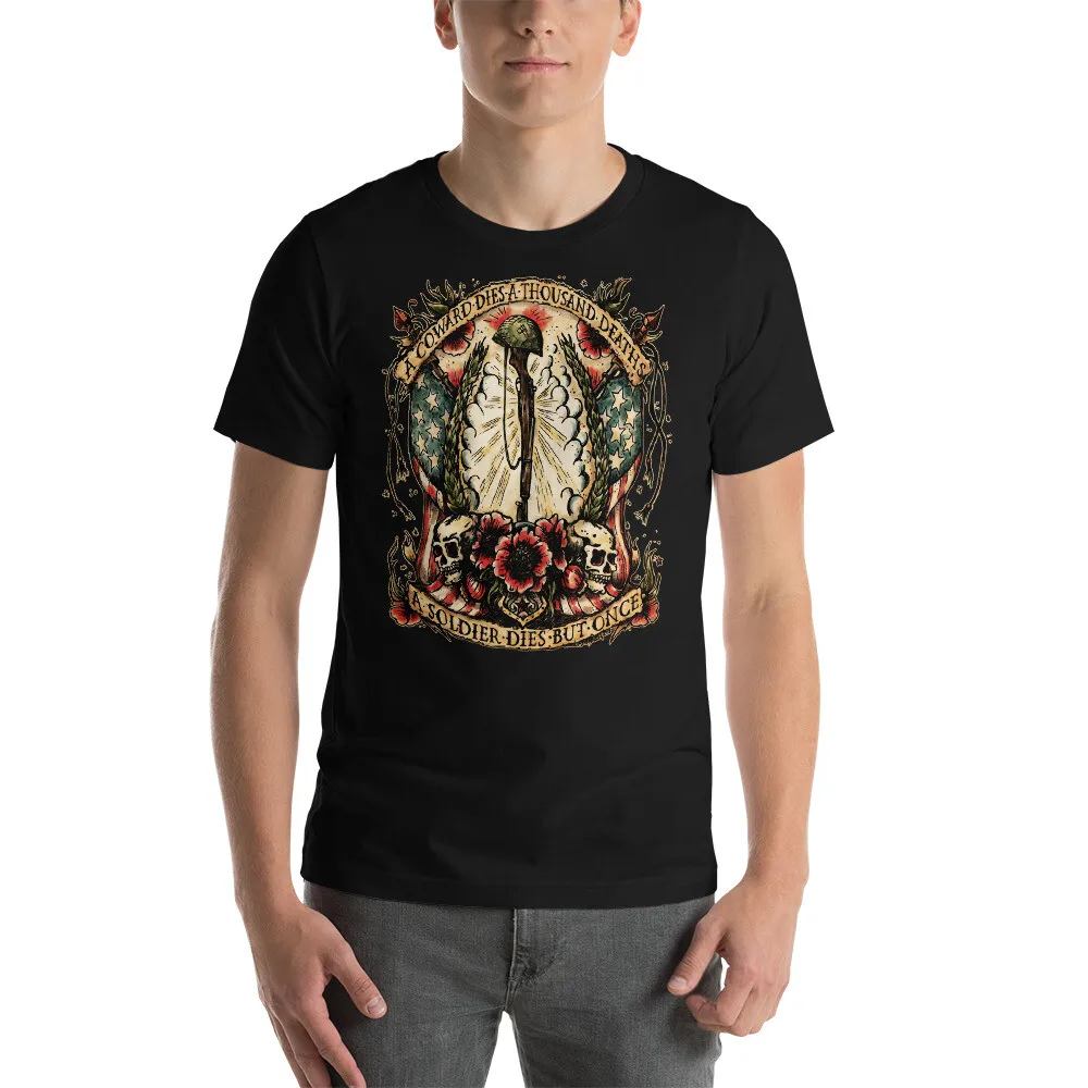 Un cobard meurt mille morts militaire T-Shirt à manches courtes chemise soldat VET