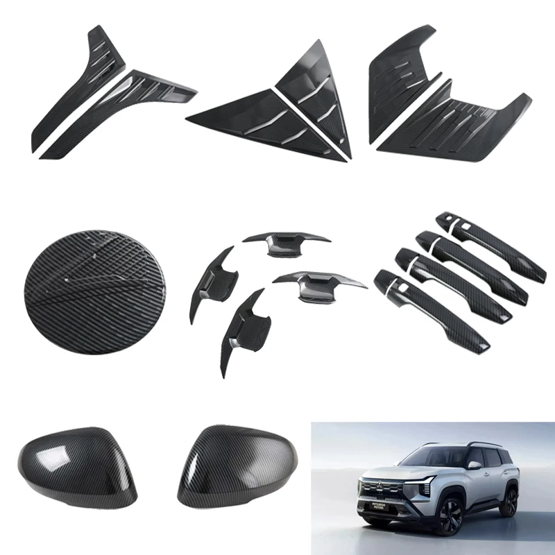 

For Mitsubishi Xforce Outlander Sport 2025 2026 ABS Carbon Fiber Car Sticker Rearview Side Mirror Cover Wing Cap Door Case Trim