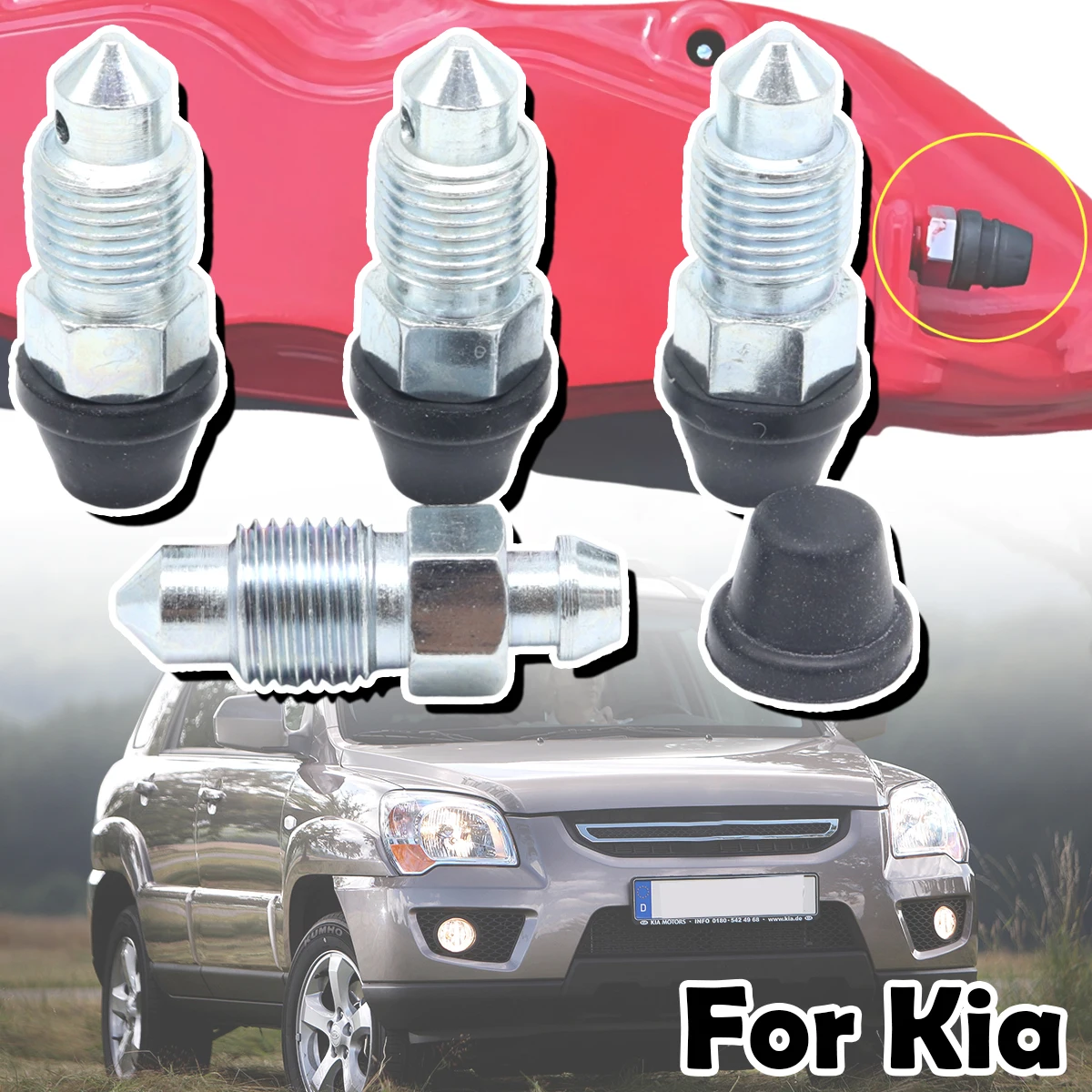 

Front Rear Bleeder Valves and Rubber Dust Caps Left Right Caliper Bleed Nipple Screw Kit For Kia Sportage Ceed Sorento Soul Rio