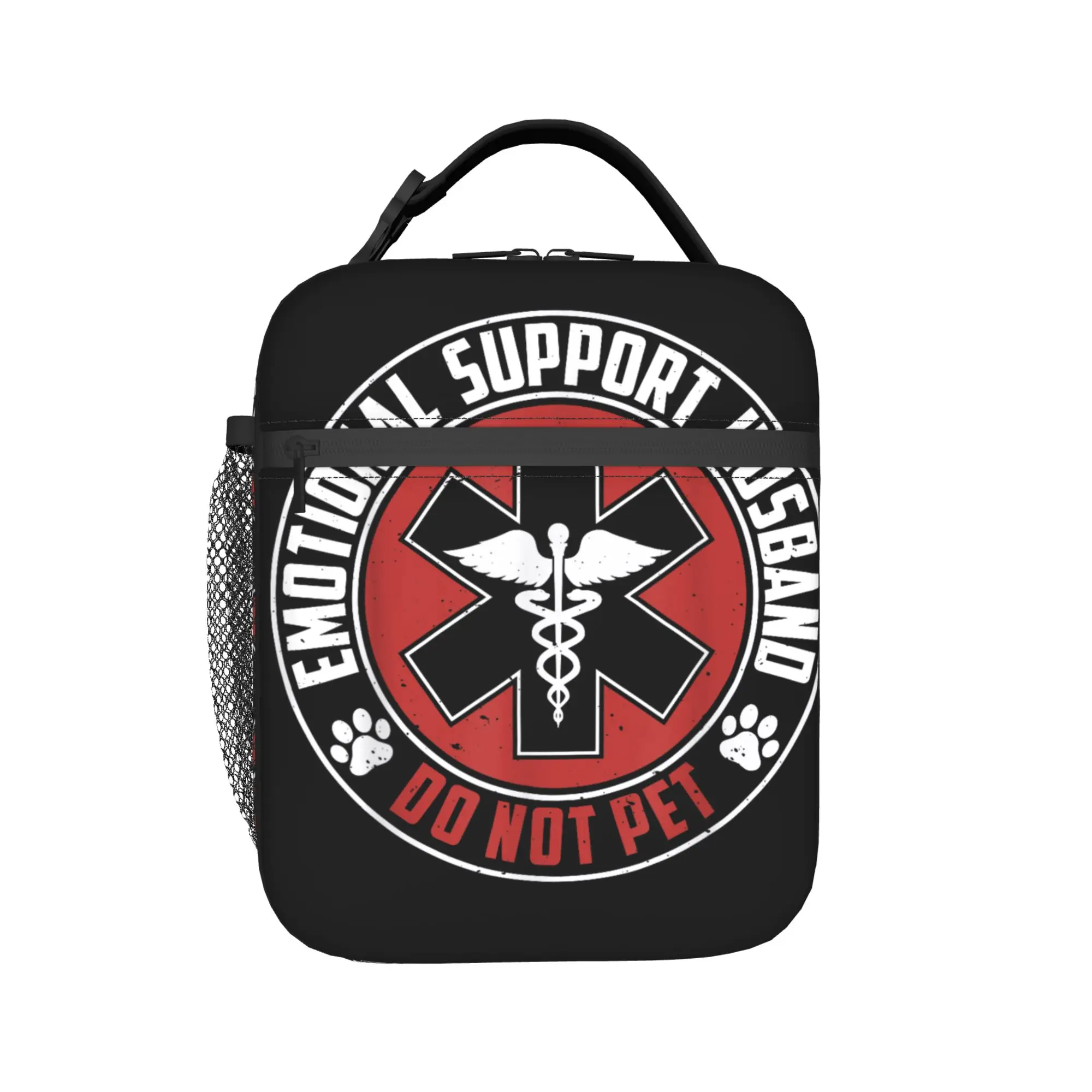 Emotional Support Husband Do Not Pet Couples Lunch Bag Portable Insulated Lunch Box Cooler Bag Oxford Thermal Tote Handbags