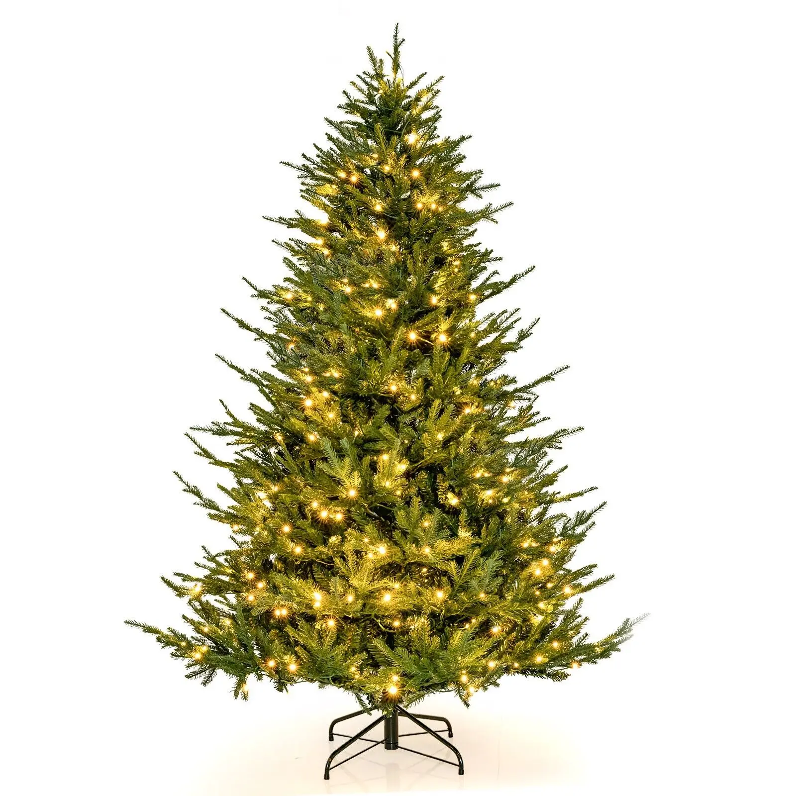 DORTALA 6FT Pre-Lit Artificial Christmas Tree Hinged Xmas Tree 8  LED Lighting Modes