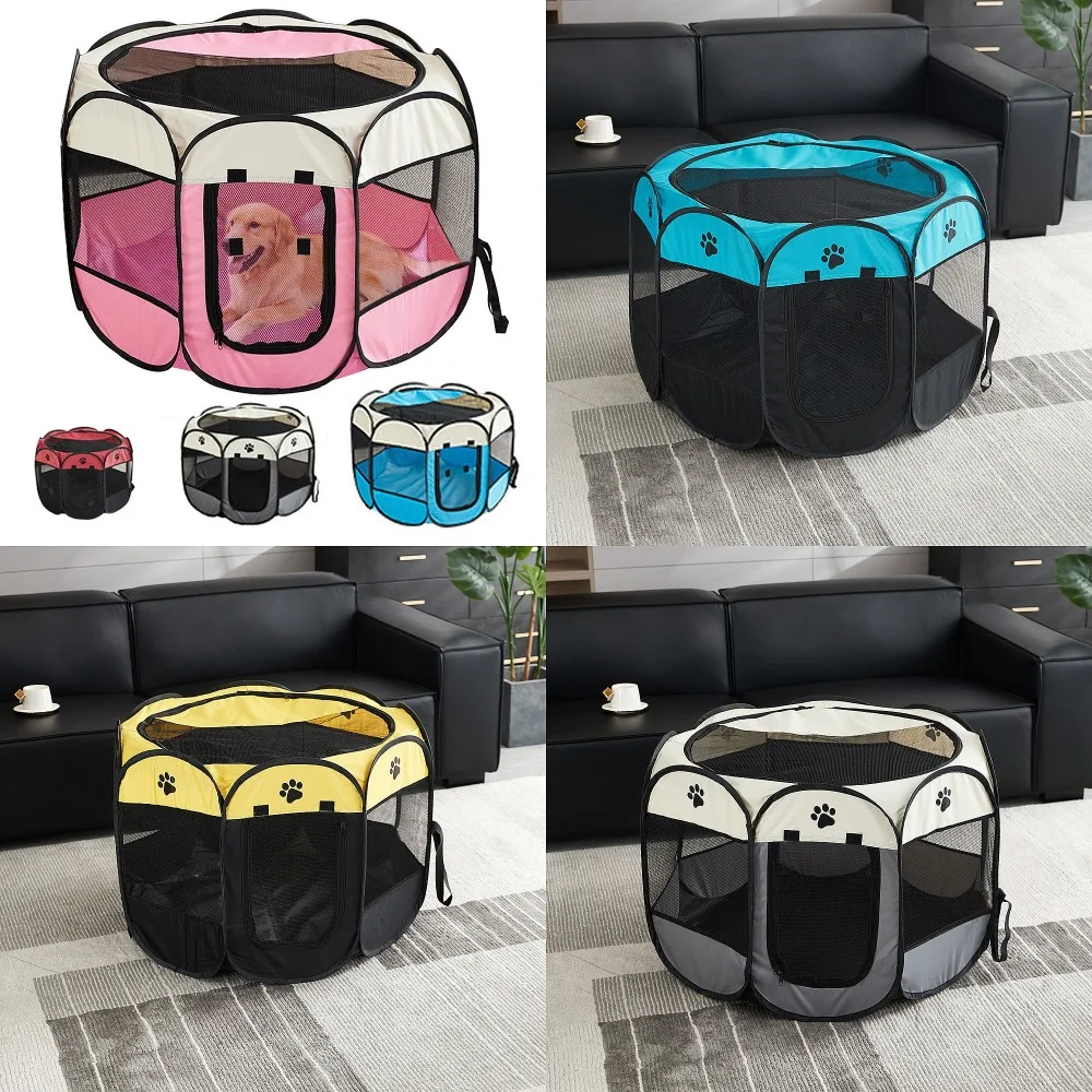Foldable Pet Octagonal Cage Waterproof Oxford Cloth Dog Tent Washable Scratch Resistant Cat Dog Maternity House