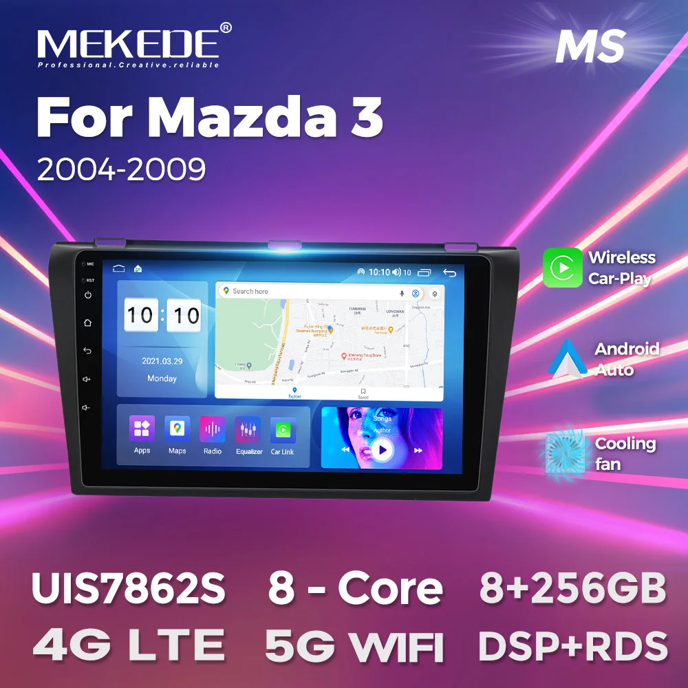 

MEKEDE Android 13 9 Inch For Mazda 3 2004-2009 Car Audio Radio Stereo Multimedia Display All-in-One Carplay Auto 32G UIS7862S BT