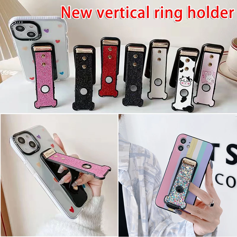 Cartoon Stereo Vertical Stand Folding Phone Holder Universal Phone Back Bracket Sticky Support phone Ring Steady Finger Strap