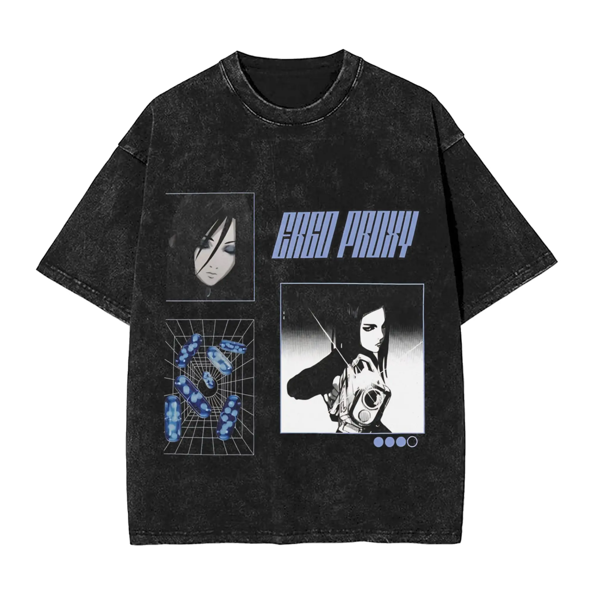 Novelty Ergo Proxy  T-Shirt Men Crew Neck 100% Cotton Washed T Shirt  Short Sleeve Tees Summer Clothing