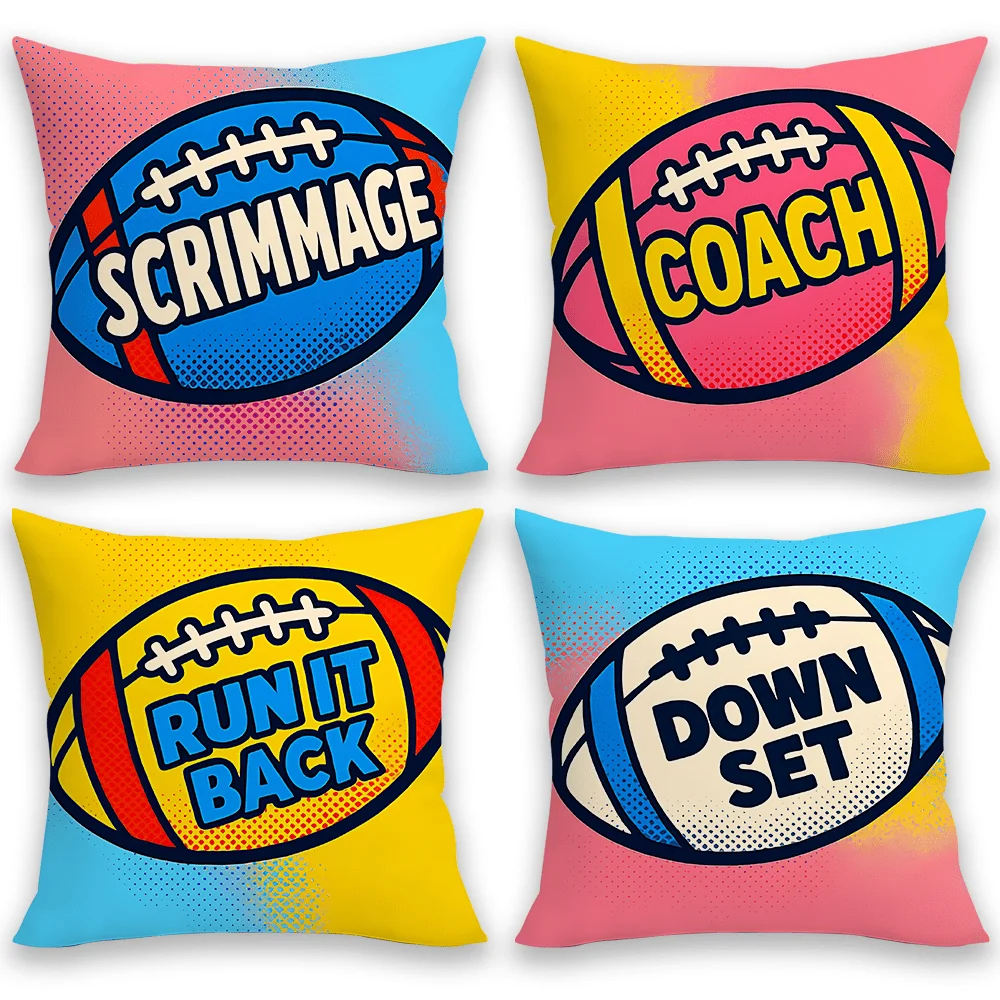 Contrasting color rugby theme digital printing pillow cover Short plush Suitable living rooms bedrooms sofas throw cushion cover