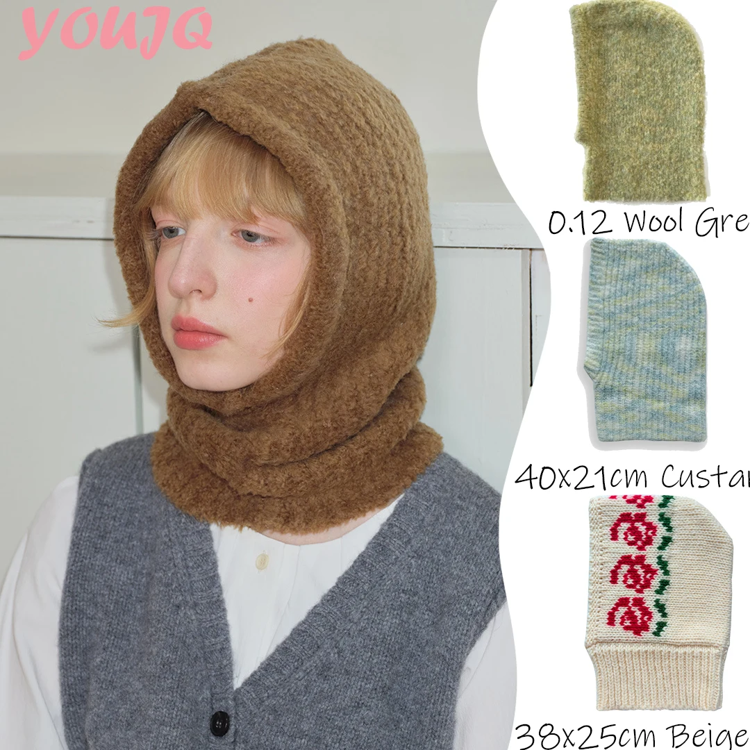 Y2k Frauen Gestrickte Sturmhaube Winter Outdoor Unisex Männer Warme Gehörschutz Schal Wolle Pullover Snood Hut Kragen Motorhaube