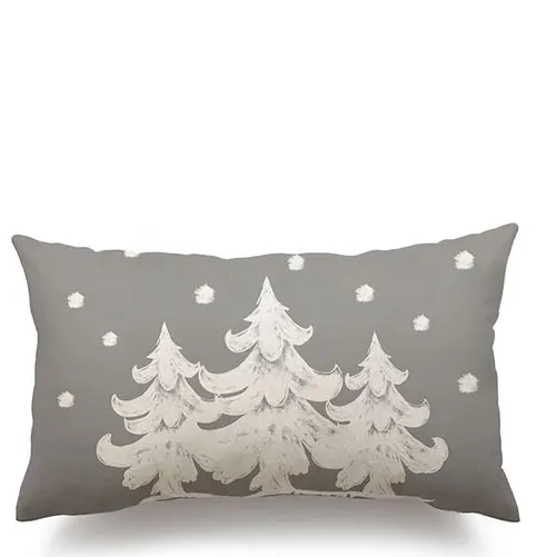 Gray Christmas PillowCovers Christmas Decorations Merry Christmas Tree Believe Snowflake Winter Holiday Decor Throw Cushion Case