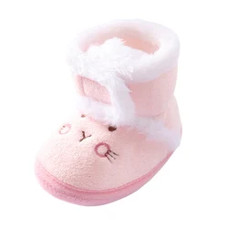 Winter Baby Cartoon Bear Cotton Shoes Padded Warm Snow Boots Baby Soft-soled Walking Shoes 0-2 years old