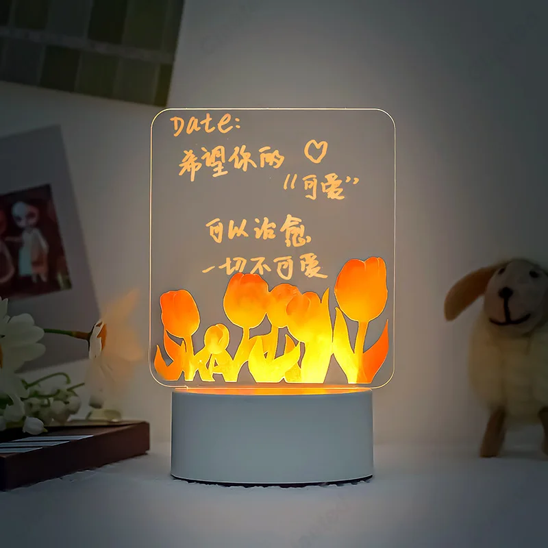 Creative New LED Luminous Desk Lamp Note Board Memo Message Board Can Wipe Bedroom Bedside Lamp