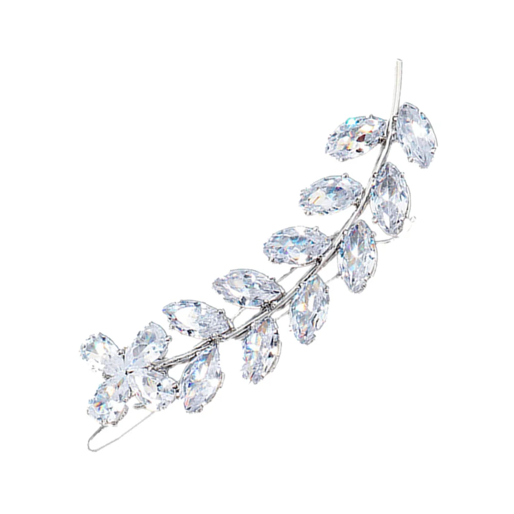 Hair Bridal Clips Rhinestone Barrettes Wedding Crystal Clip Women Leaf Hairpin Set Headpiece Gold Accessories Thick